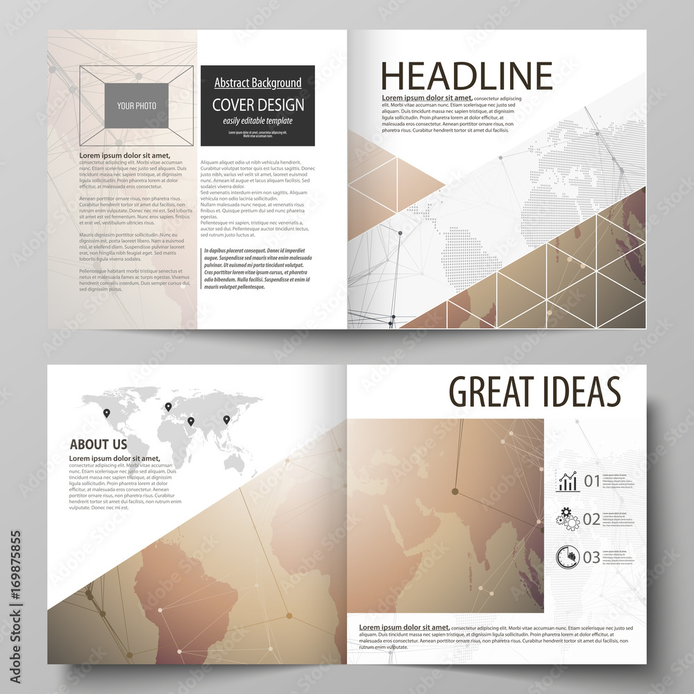 The vector illustration of the editable layout of two covers templates ...