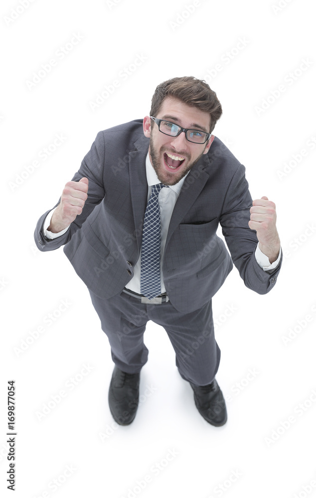 very happy businessman in business suit. very happy businessman in business suit.