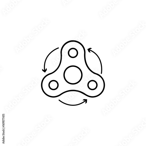 black thin line hand fidget spinner logo. concept of very popular toy gadget for kids or best thing for hyperactivity child. line art style trend logotype graphic