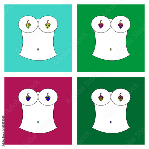 flat vector icon design collection boobs and Strawberry
