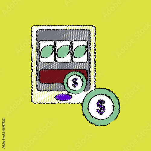 flat shading style icon slotmachine and money