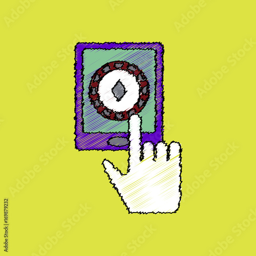 flat shading style icon hand and chip smartphone