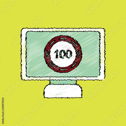 flat shading style icon casino chip on screen