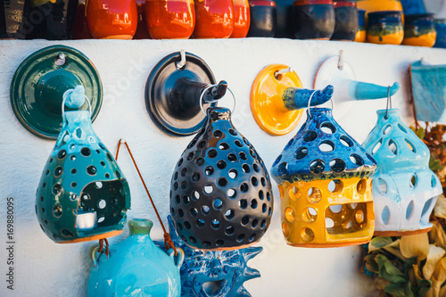 Obraz na płótnie Traditional Cretan painted ceramic dishes, Crete, Greece