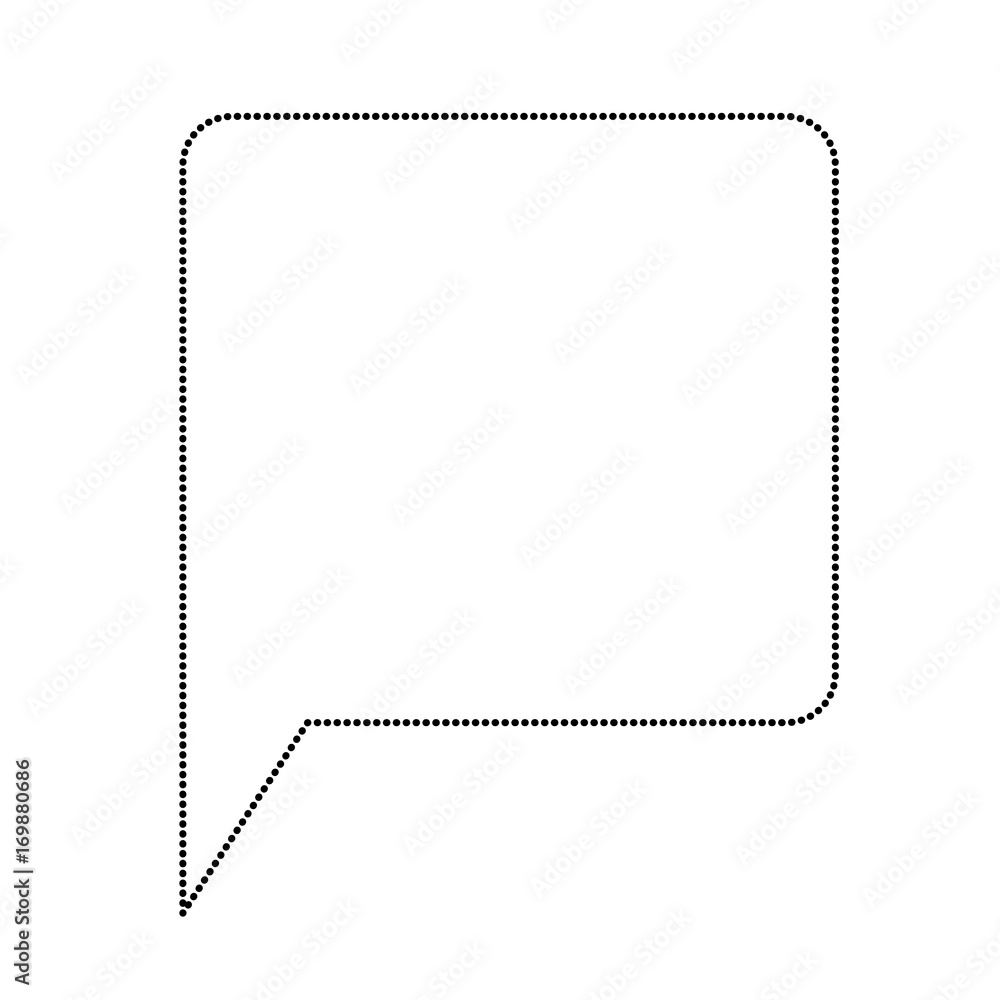 square speech with tail monochrome silhouette dotted