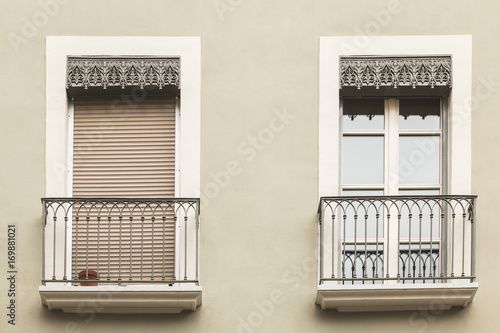 Typical building facade in the center of Grenoble, France