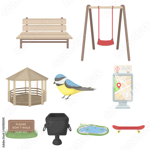 Park set icons in cartoon style. Big collection of park vector symbol stock illustration