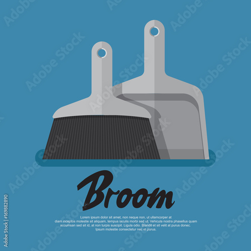 Broom vector icon vector flat design.