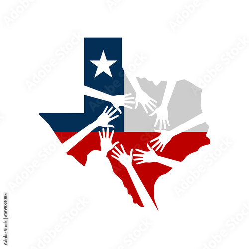 Hands Helping Texas Vector Illustration