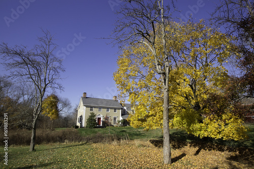 Beautiful remodeled late 1800's house contrasting colors of fall.