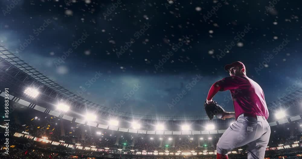 Baseball male player in action in the evening Baseball male player in action in the evening