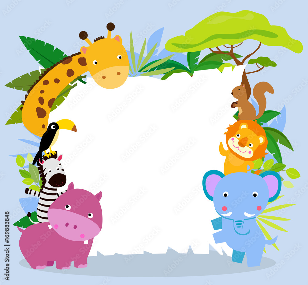 Naklejka premium Animals and banner