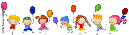 Sketch children with balloons