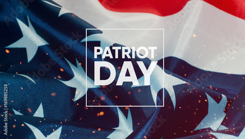 Patriot day banner, the American flag in the background