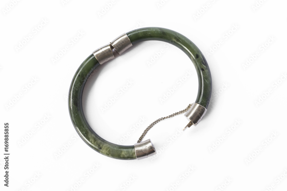 Beautiful top view picture of opened jade bracelet. Beautiful top view picture of opened jade bracelet.