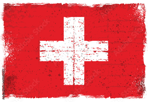Grunge elements with flag of Switzerland. 