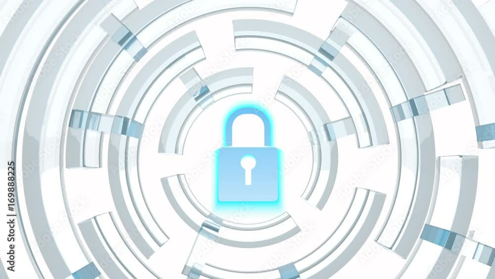 4k Digital Padlock Cyber Security Concept,internet connection tunnel with secure connection lock at the center,data display. 4k Digital Padlock Cyber Security Concept,internet connection tunnel with secure connection lock at the center,data display.