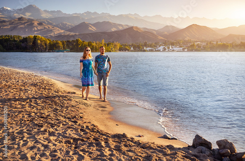 Young Couple at Issyk Kul Lake photo