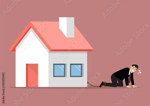 Desperate businessman with weight burden