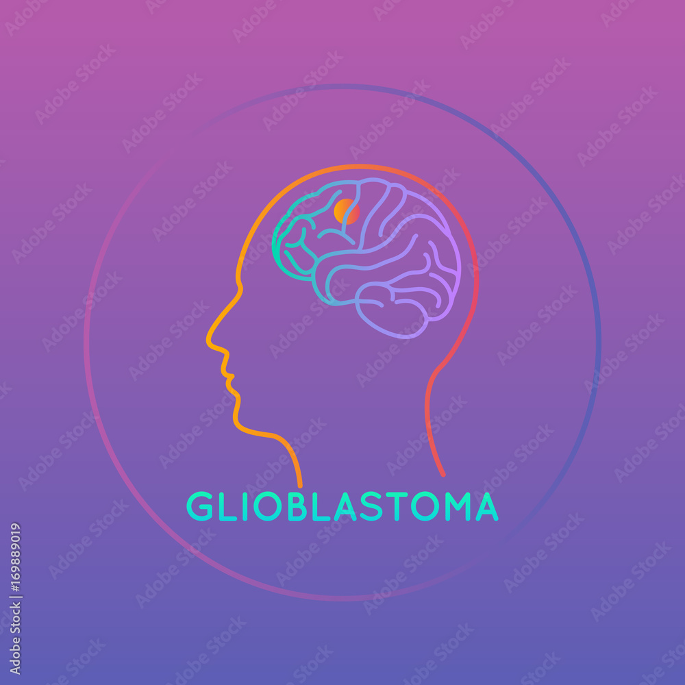 Glioblastoma vector icon illustration, brain vector
