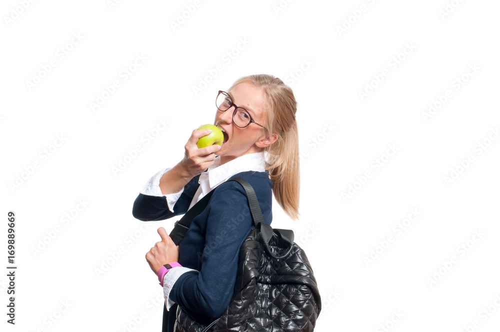 Happy young student girl with backpack. Back to school Happy young student girl with backpack. Back to school