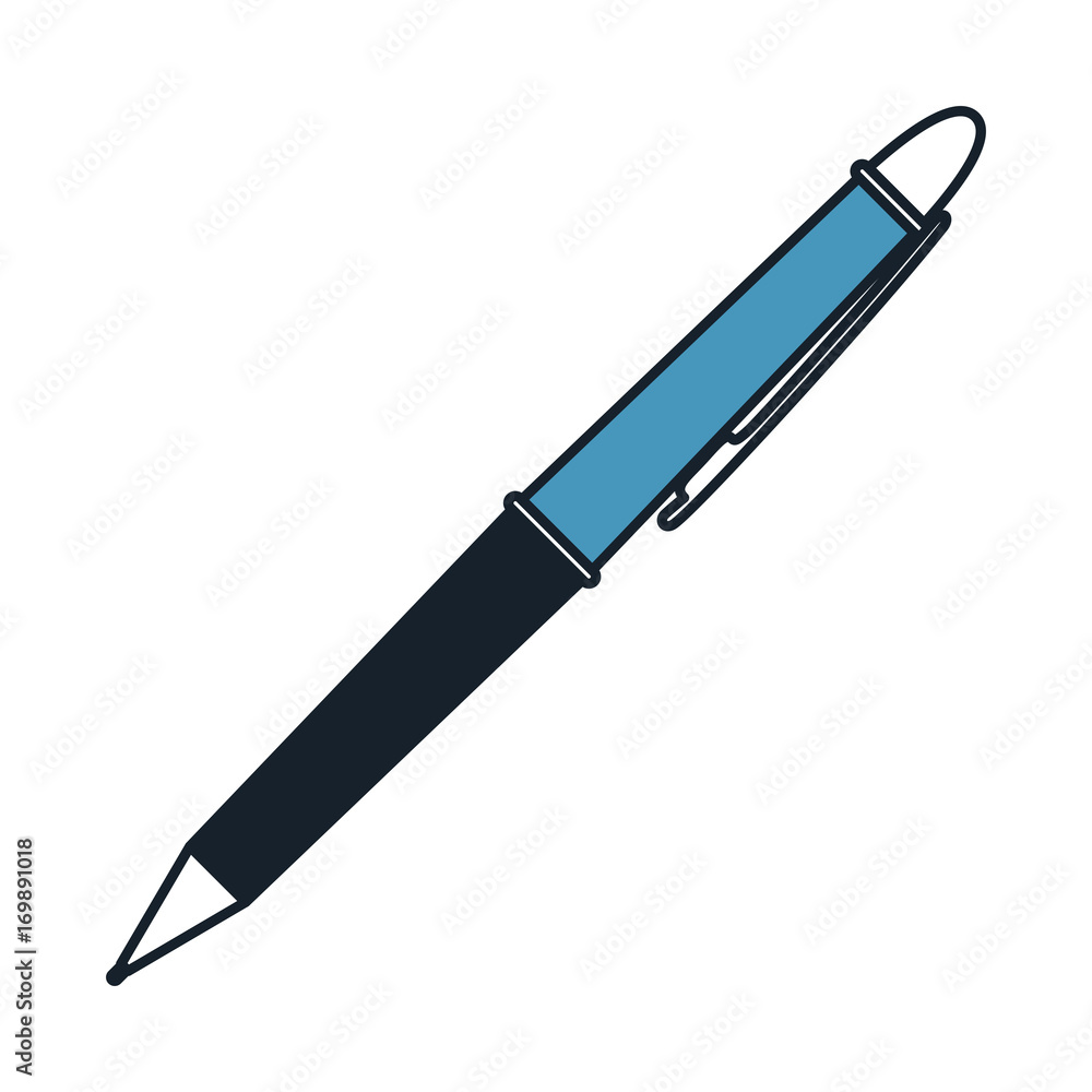 pen icon in color blue sections silhouette pen icon in color blue sections silhouette