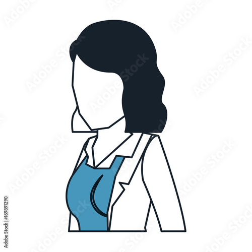 Wallpaper Mural business woman faceless in jacket and half body and short hair in color blue sections silhouette Torontodigital.ca