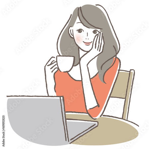 カフェ　女性