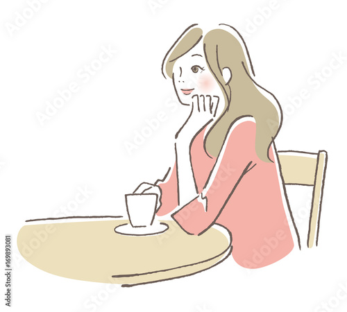 カフェ　女性