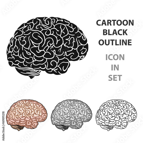 Human brain icon in cartoon style isolated on white background. Human organs symbol stock vector illustration.