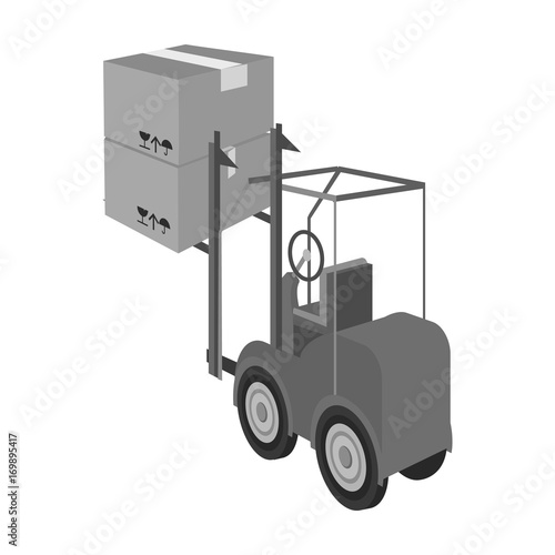 Cargo transportation by means of a loader. Transportation and delivery single icon in monochrome style isometric vector symbol stock illustration web.