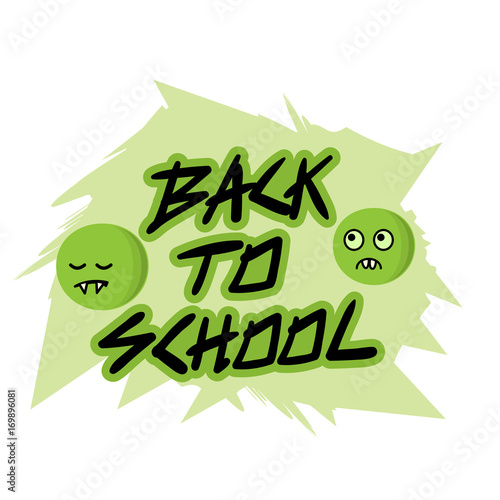 reluctance to go to school, logo concept school and monsters
