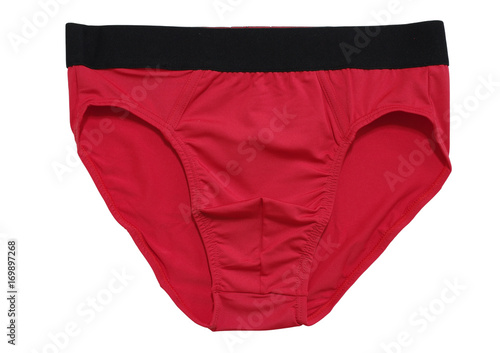 man underwear brief color red and black band on white background