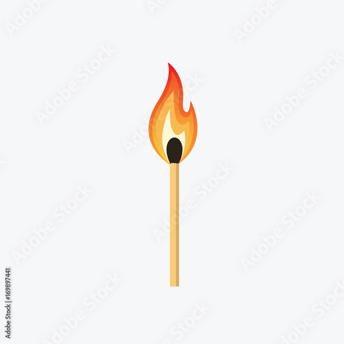 Burning Match Stick Illustration. Match With Fire photo