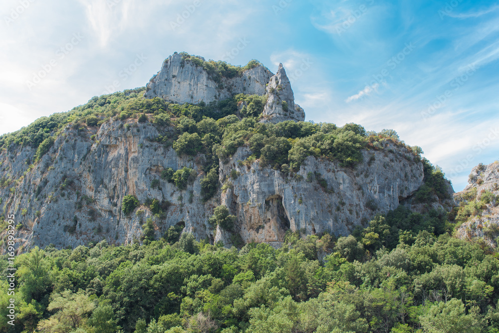Vallon-Pont-d'Arc in Ardeche, cliffs, beautiful touristic landscape in France Vallon-Pont-d'Arc in Ardeche, cliffs, beautiful touristic landscape in France