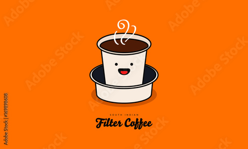 South Indian Filter Coffee (Vector Illustration In Flat Style Design)