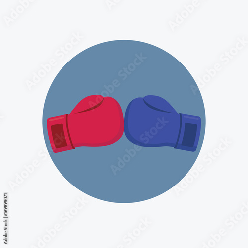 Boxing Battle Illustration. Red And Blue Boxing Gloves