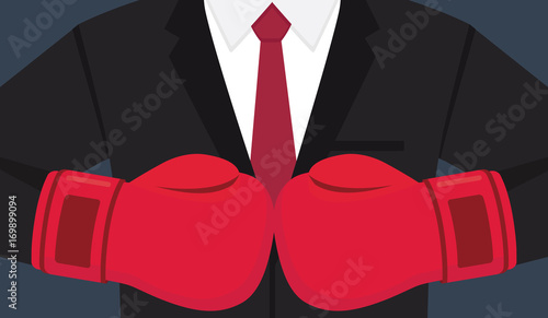 Businessmen with Boxing Glove. Business Challenge Illustration