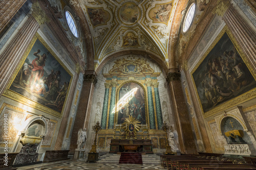 detail of beautiful ceiling and interior of basilica of Santa Ma © mitev