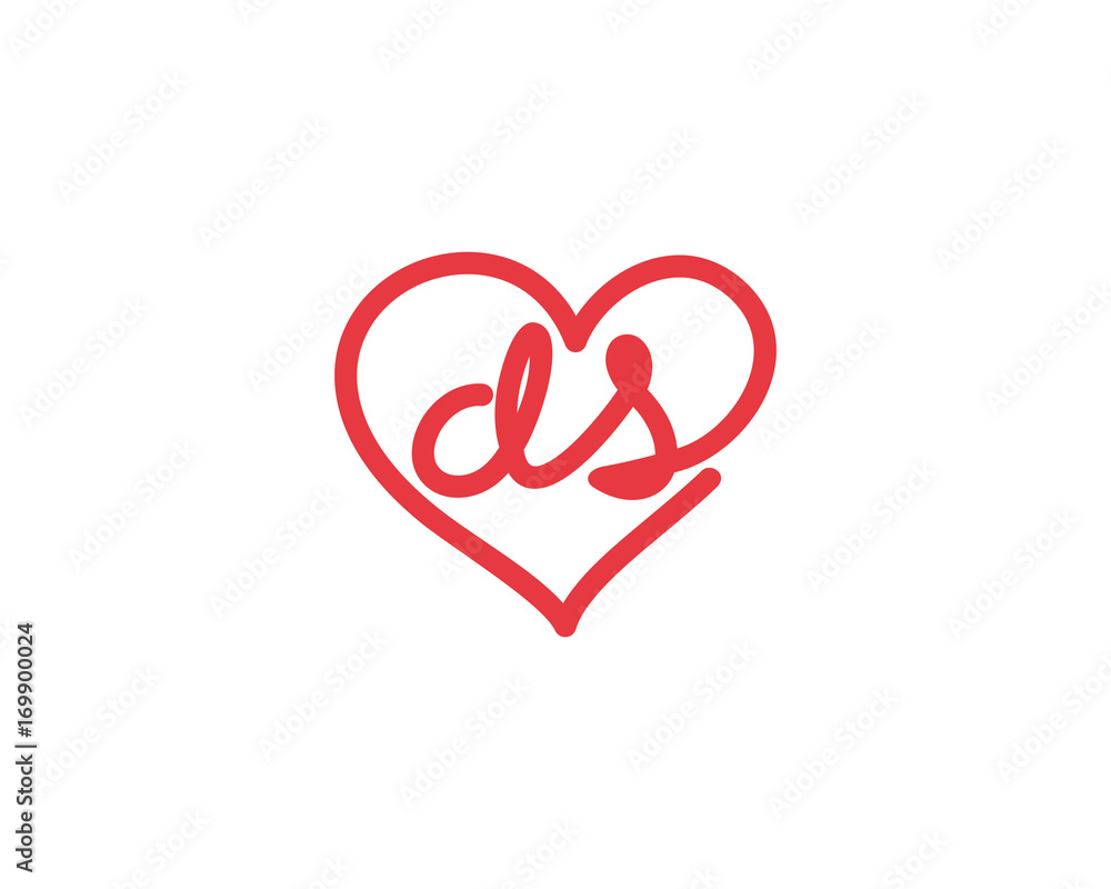 Lowercase letter ds and heart 1