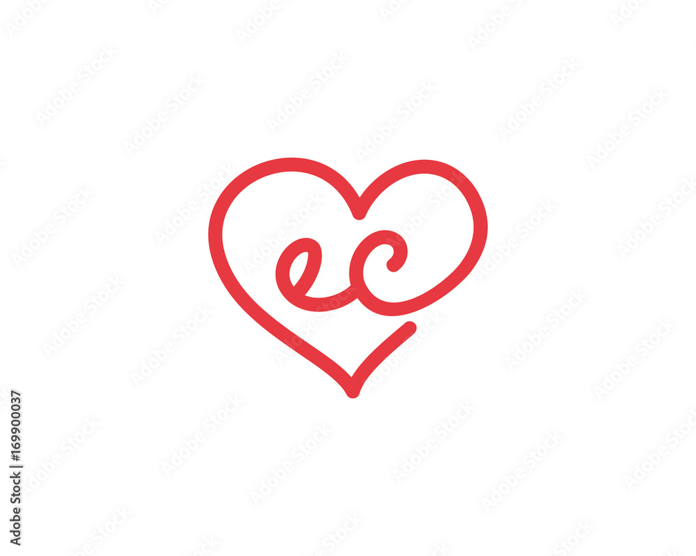 Lowercase letter ec and heart 1