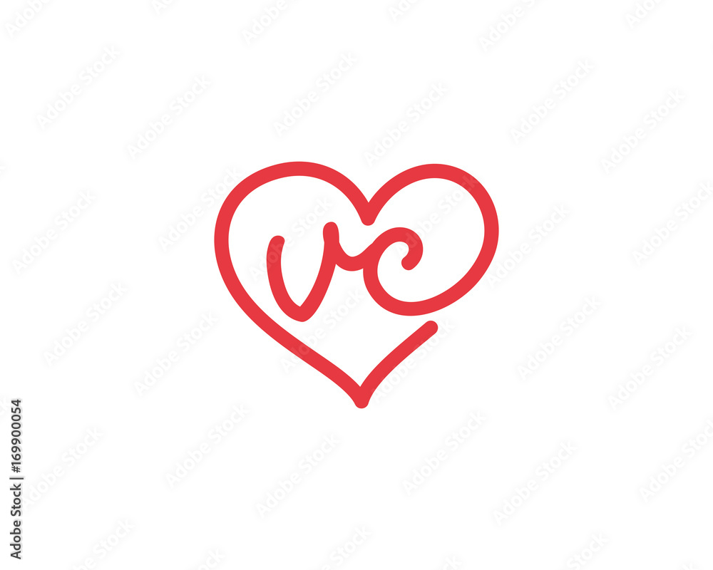 Lowercase letter vc and heart 1