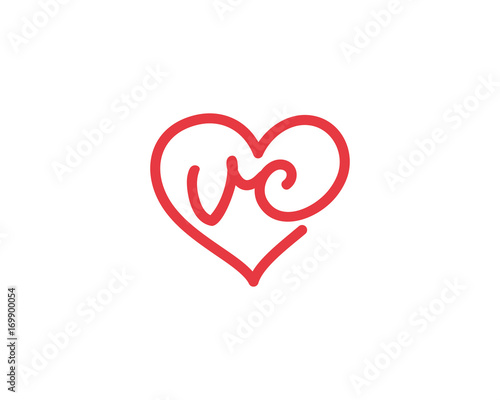Lowercase letter vc and heart 1