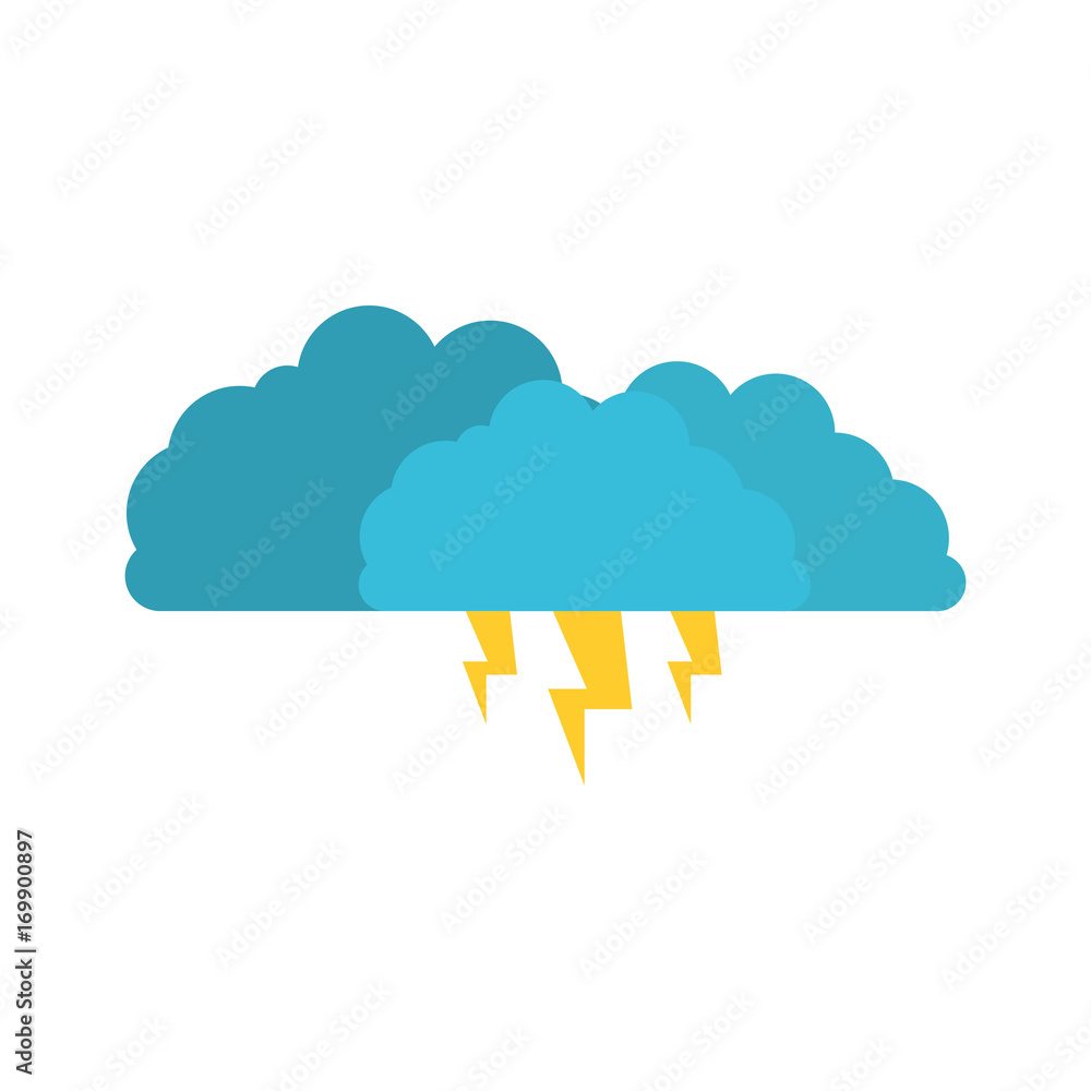 clouds with lightnings in colorful silhouette on white background clouds with lightnings in colorful silhouette on white background