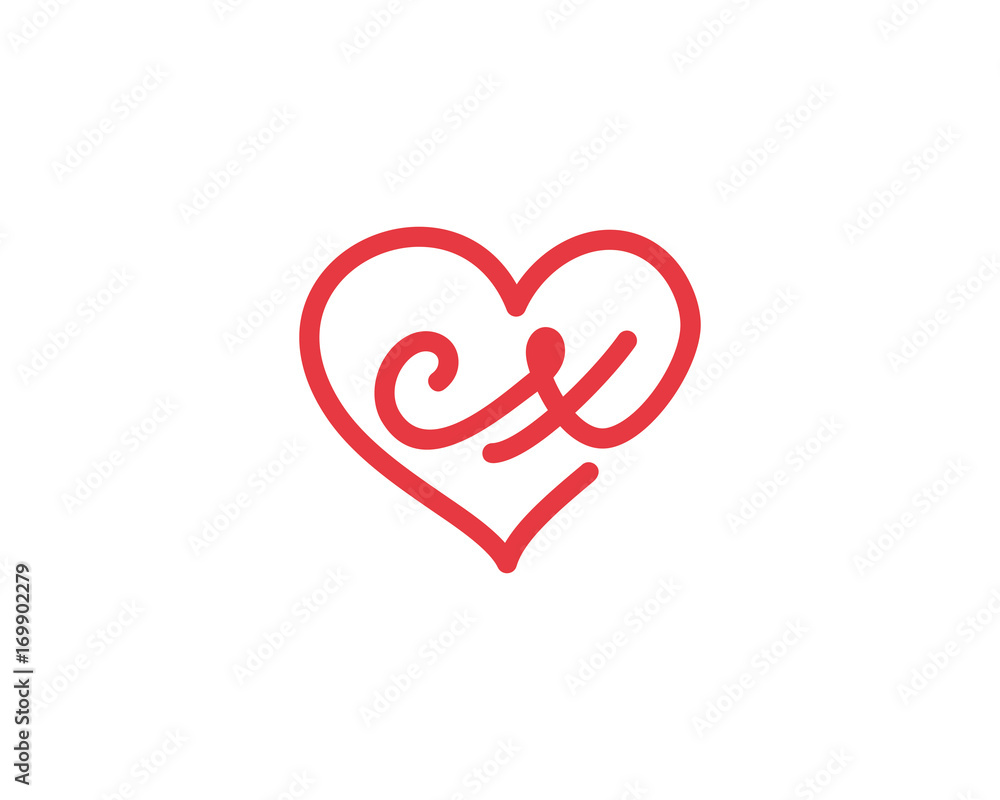 Lowercase letter cx and heart 1 Lowercase letter cx and heart 1