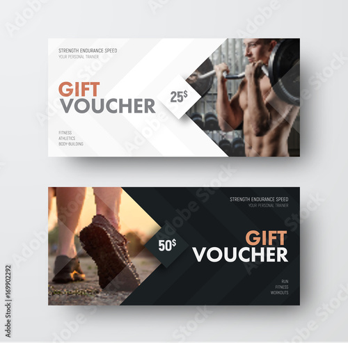 Vector gift voucher template with an arrow, a diamond and a place for the image