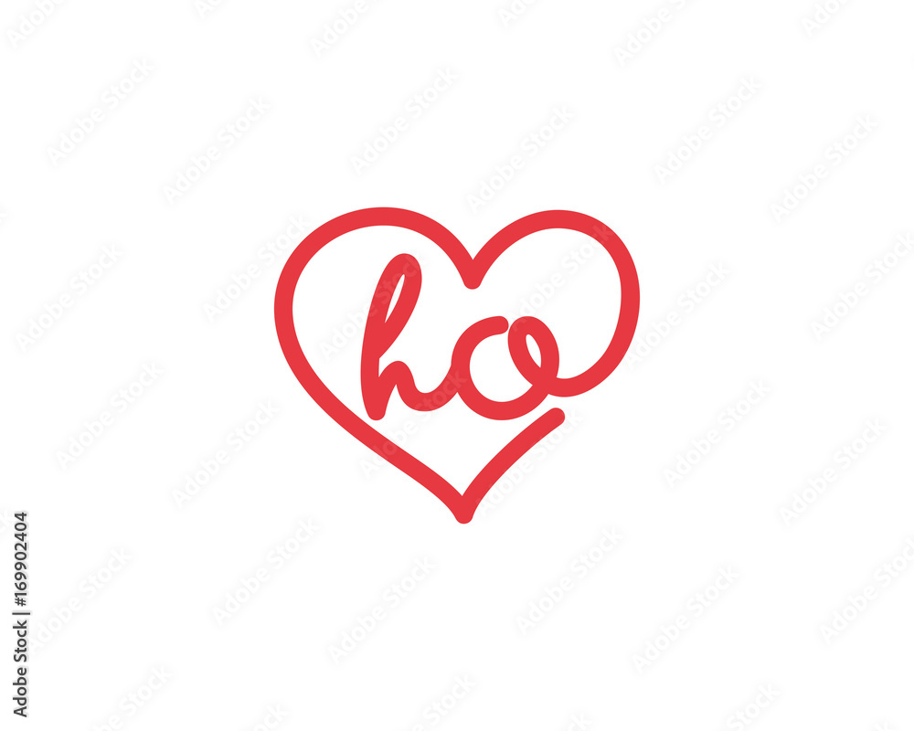 Lowercase letter ho and heart 1