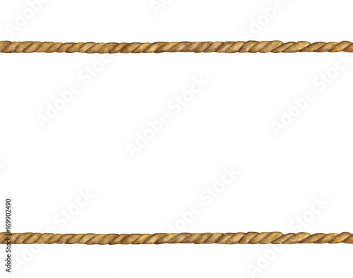 Watercolor painting of Brown Rope frame on white background 