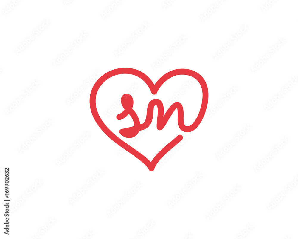 Lowercase letter sn and heart 1