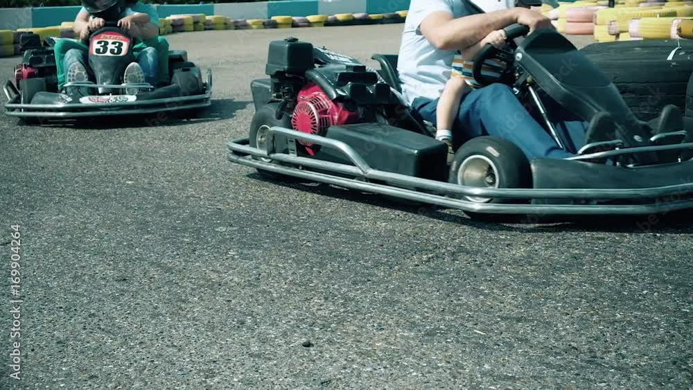 Competition on karting machines on the sports track